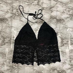 Tie-Neck Black Lacey Top